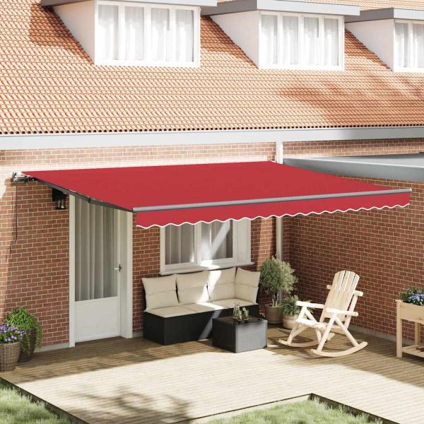 ARDEBO.de - Manuelle Einziehbare Markise Rot 450x300 cm, Markisenersatzstoff für 4.5x3 m Rahmen Rot