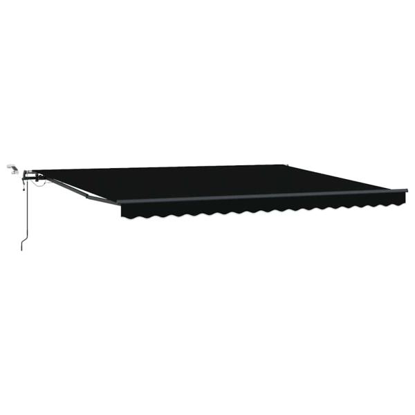 Automatische einziehbare Markise mit LED Schwarz 450x350 cm, Markisen-Ersatzstoff für 4,5x3,5 m Rahmen Schwarz