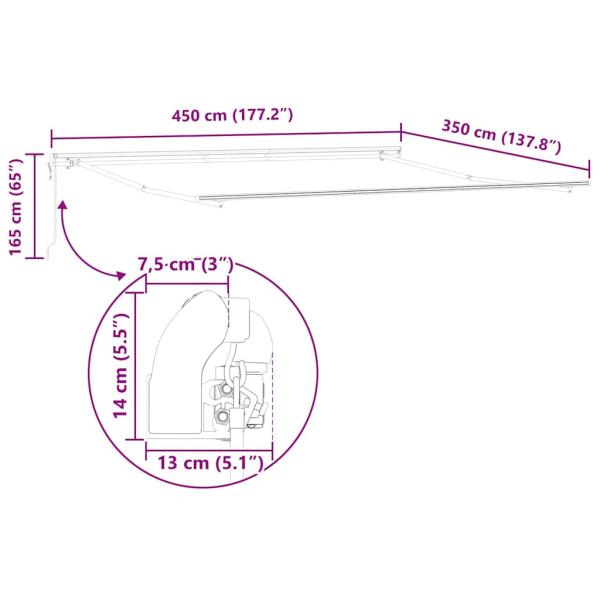 Automatische einziehbare Markise Weiß 450x350 cm, Markisen Ersatzstoff für 4,5x3,5 m Rahmen Weiß
