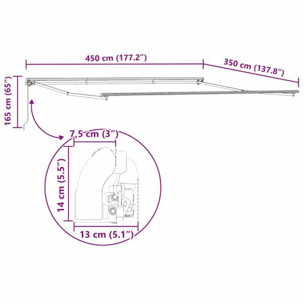 Manuelle Einziehbare Markise Weiß 450 x 350 cm, Markisenersatzstoff für 4,5 x 3,5 m Rahmen Weiß