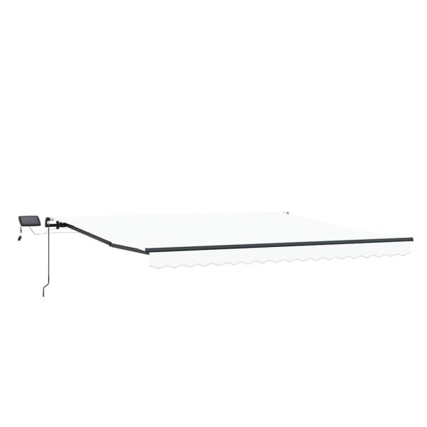 Manuelle einziehbare Markise mit LED Weiß 450x350 cm, Markisenersatzstoff für 4,5x3,5 m Rahmen Weiß