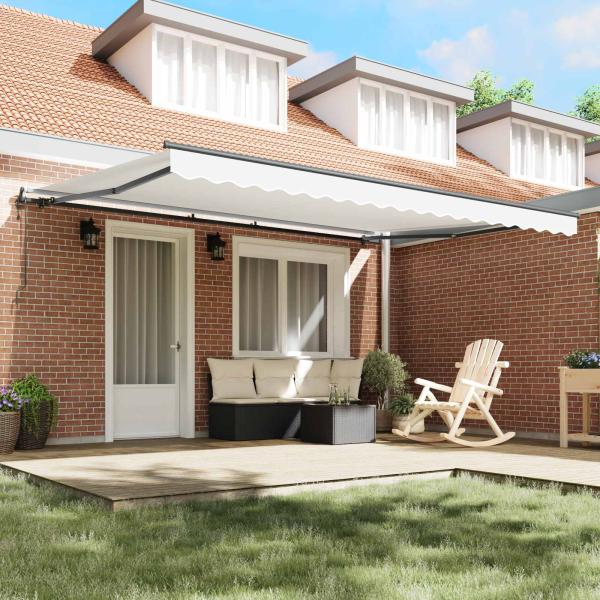 Automatische Einziehbare Markise Weiß 450x350 cm, Markisenersatzstoff für 4,5x3,5 m Rahmen Weiß