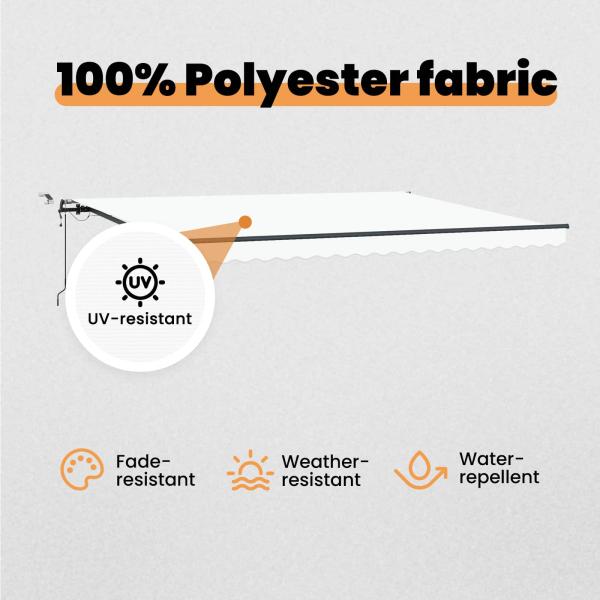 Automatische einziehbare Markise mit LED Weiß 450x350 cm, Markise Ersatzstoff für 4.5x3.5 m Rahmen Weiß