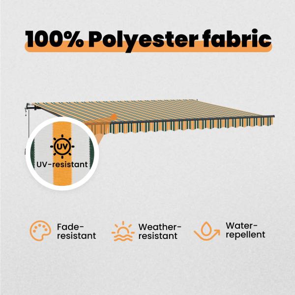 Automatische Einziehbare Markise Grün und Gelb 450x350 cm, Markisenersatzstoff für einen Rahmen von 4,5x3,5 m Grün und Gelb