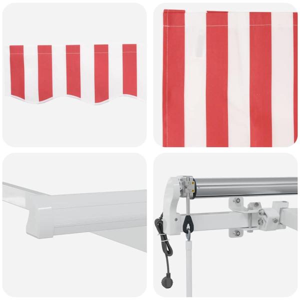 Automatische Einziehbare Markise Rot und Weiß Gestreift 500x300 cm