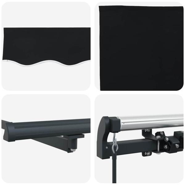Manuelle Einziehbare Markise Schwarz 500x300 cm, Markisen Ersatzstoff für 5x3 m Rahmen Schwarz