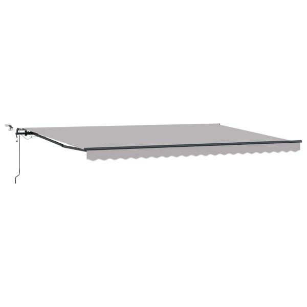 Automatische Einziehbare Markise mit LED Hellgrau 500x300 cm, Markisen-Ersatzstoff für 5x3 m Gestell Hellgrau