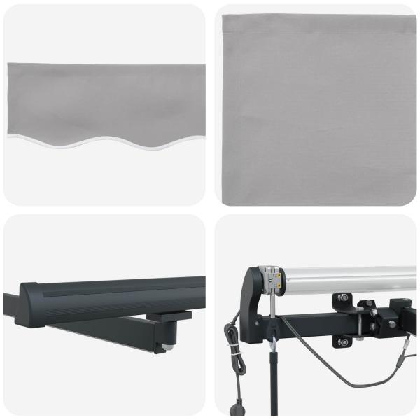 Automatische Einziehbare Markise mit LED Hellgrau 500x300 cm, Markisen-Ersatzstoff für 5x3 m Gestell Hellgrau