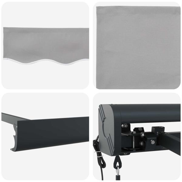 automatische einziehbare Markise Hellgrau 500x300 cm, Markisenstoff für 5x3 m Rahmen Hellgrau