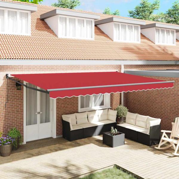 ARDEBO.de - manuelle einziehbare Markise Rot 500x300 cm, Markisenersatzstoff für 5x3 m Rahmen Rot