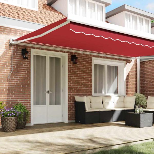 Automatische einziehbare Markise Rot 500x300 cm, Markisenersatzstoff für 5x3 m Rahmen Rot