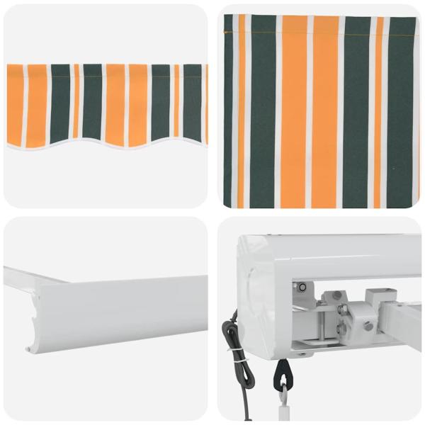 Automatische Einziehbare Markise Grün und Gelb 500x300 cm, Markisen-Ersatzstoff für Rahmen 5x3 m Grün und Gelb