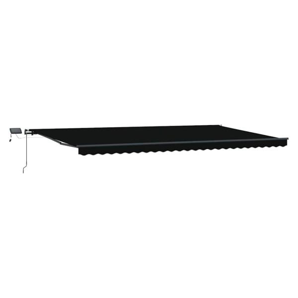 Manuelle Einziehbare Markise mit LED Schwarz 600x300 cm, Markisenersatzstoff für 6x3 m Rahmen Schwarz