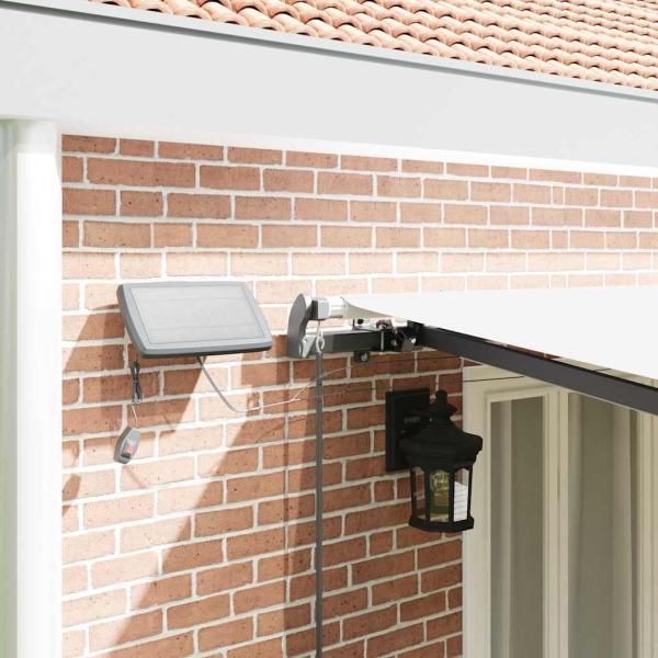 manuelle einziehbare Markise mit LED Weiß 600x300 cm, Markisen-Ersatzstoff für 6x3 m Rahmen Weiß