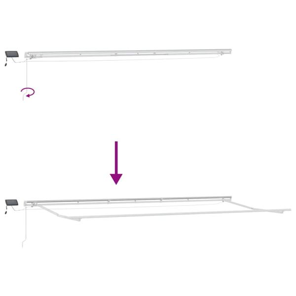 Manuelle Einziehbare Markise mit LED Rot 600x300 cm, Markise Ersatzstoff für 6x3 m Rahmen Rot