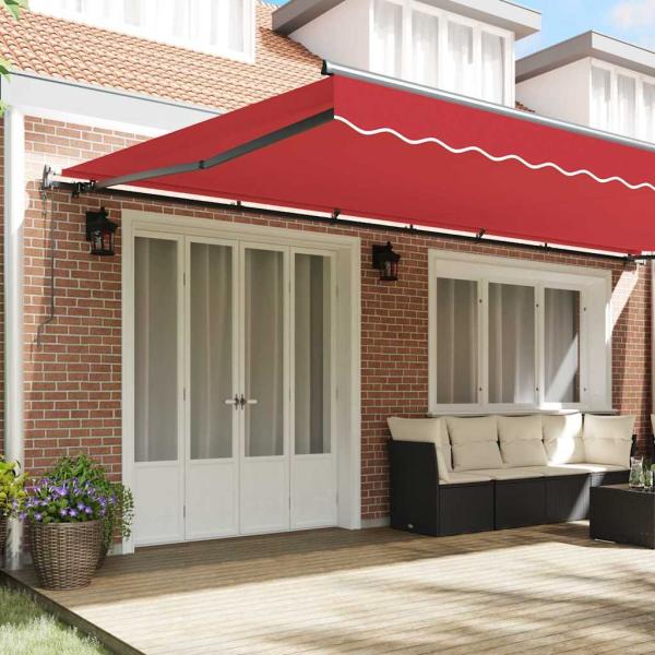 Automatische Einziehbare Markise Rot 600x300 cm, Markisenersatzstoff für 6x3 m Rahmen Rot