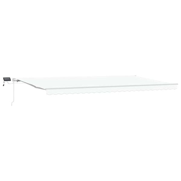 Manuelle einziehbare Markise mit LED Weiß 600x350 cm, Markisen-Ersatzstoff für 6x3,5 m Rahmen Weiß