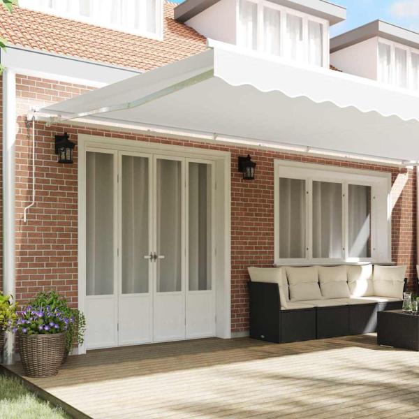 automatische einziehbare Markise Weiß 600x350 cm, Markisentuch für 6x3,5 m Rahmen Weiß
