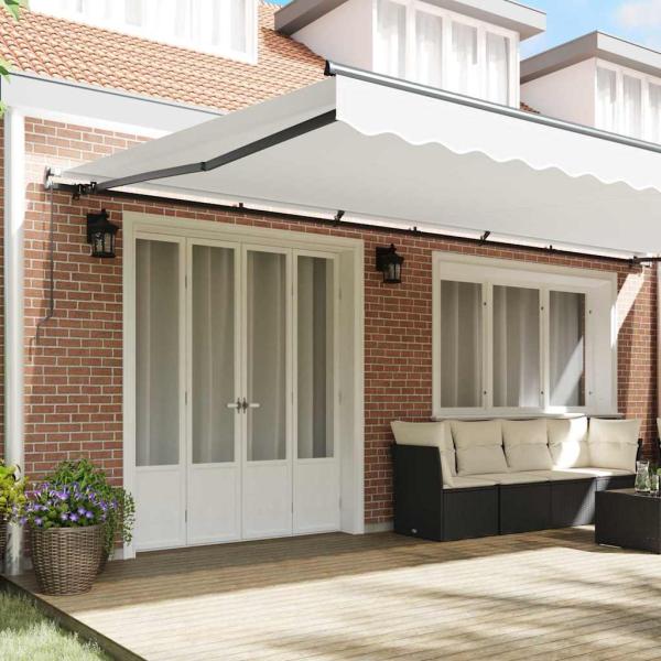 Manuelle einziehbare Markise Weiß 600x350 cm, Markisenersatzstoff für 6x3,5 m Rahmen Weiß