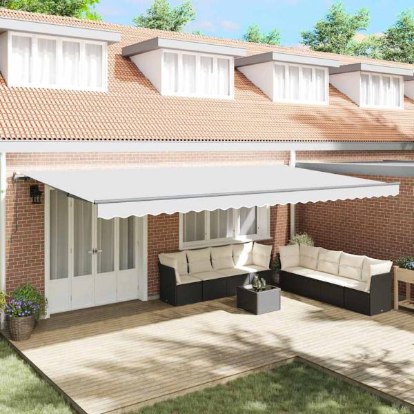 ARDEBO.de - Automatische einziehbare Markise Weiß 600x350 cm, Markisenstoff für 6x3,5 m Rahmen Weiß