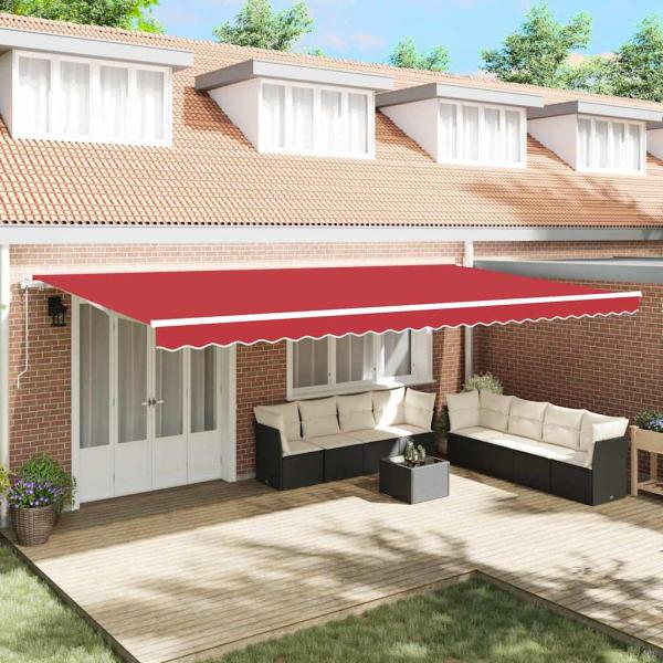 ARDEBO.de - Automatische Einziehbare Markise Rot 600x350 cm, Markisenersatzstoff für 6x3,5 m Rahmen Rot