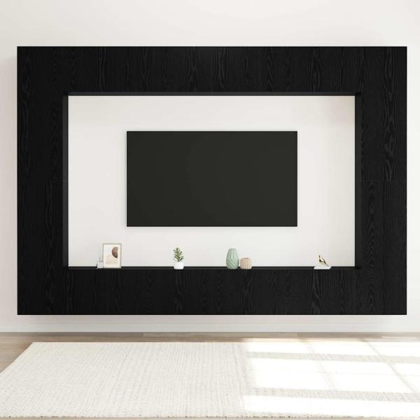 12-teiliges TV-Schrank-Set Wandmontiert Schwarz Eichen Holzwerkstoff, Wandmontierte TV-Schränke - 2 Stück, Schwarz Eiche, 30,5x30x90 cm, Hergestellt aus Holzwerkstoff, TV-Schränke 2 Stück Schwarz Eiche 100x30x30 cm Holzwerkstoff