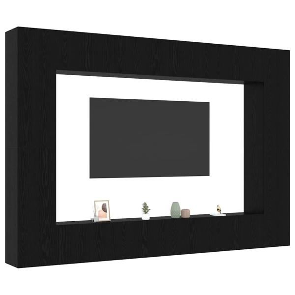 12-teiliges TV-Schrank-Set Wandmontiert Schwarz Eichen Holzwerkstoff, Wandmontierte TV-Schränke - 2 Stück, Schwarz Eiche, 30,5x30x90 cm, Hergestellt aus Holzwerkstoff, TV-Schränke 2 Stück Schwarz Eiche 100x30x30 cm Holzwerkstoff