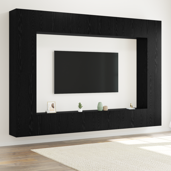 TV-Schrankset 8 pcs Schwarz Eichen-Optik 100 x 30 x 30 cm