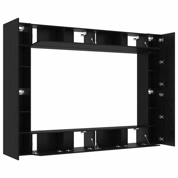 12-teiliges TV-Schrank-Set Wandmontiert Schwarz Eichen Holzwerkstoff, Wandmontierte TV-Schränke - 2 Stück, Schwarz Eiche, 30,5x30x90 cm, Hergestellt aus Holzwerkstoff, TV-Schränke 2 Stück Schwarz Eiche 100x30x30 cm Holzwerkstoff