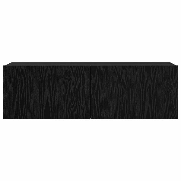 ARDEBO.de - 8-teiliges TV-Schrankset Wandmontierte schwarze Eiche Spanplatte, Schwarzer Eichen TV-Ständer 80x30x30 cm aus Spanplatte, Wandmontierte TV-Schränke - 2 Stück schwarze Eiche, 30.5x30x90 cm, aus Spanplatte, TV-Schränke 2 Stück schwarze Eiche 100