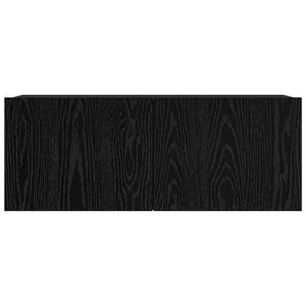 8-teiliges TV-Schrankset Wandmontierte schwarze Eiche Spanplatte, Schwarzer Eichen TV-Ständer 80x30x30 cm aus Spanplatte, Wandmontierte TV-Schränke - 2 Stück schwarze Eiche, 30.5x30x90 cm, aus Spanplatte, TV-Schränke 2 Stück schwarze Eiche 100x30x30 cm Sp