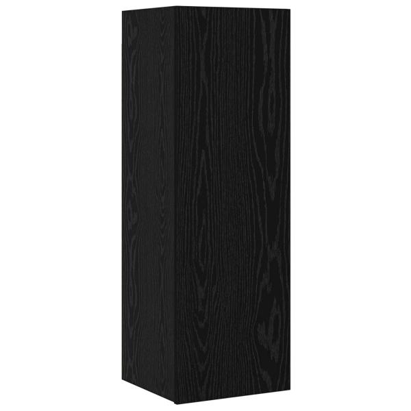 8-teiliges TV-Schrankset Wandmontierte schwarze Eiche Spanplatte, Schwarzer Eichen TV-Ständer 80x30x30 cm aus Spanplatte, Wandmontierte TV-Schränke - 2 Stück schwarze Eiche, 30.5x30x90 cm, aus Spanplatte, TV-Schränke 2 Stück schwarze Eiche 100x30x30 cm Sp