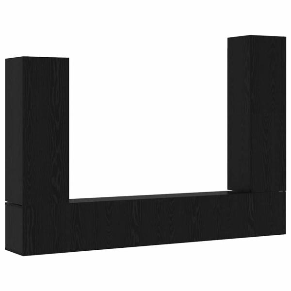 4-teiliges TV-Schrank Set Wandmontiert Schwarze Eiche Engineered Wood Produktmanagementsystem