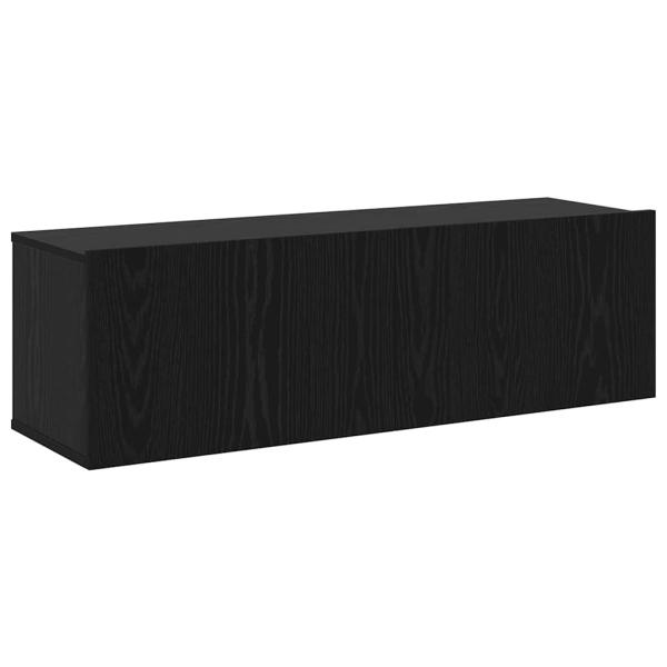 7-teiliges TV Schrank Set Wandmontiert Schwarz Eiche Holzwerkstoff