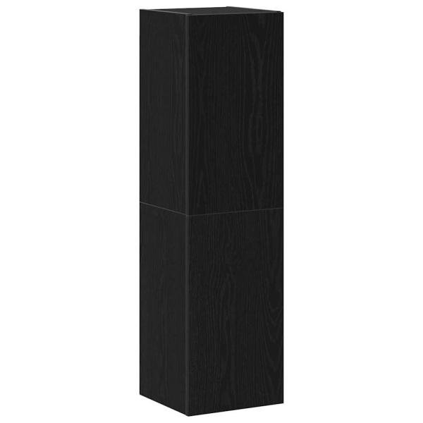7-teiliges TV Schrank Set Wandmontiert Schwarz Eiche Holzwerkstoff