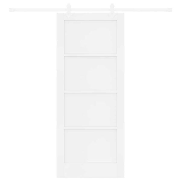 Schiebetür mit Beschlägen Set Weiß 83x202 cm Massivholz Kiefer, Innentür 'ORKDAL'Weiß 83x202x4 cm Massivholz Kiefer