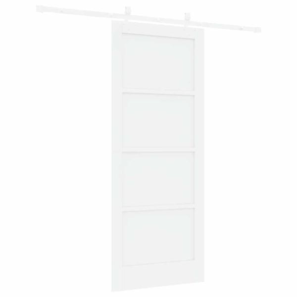 Schiebetür mit Beschlägen Set Weiß 83x202 cm Massivholz Kiefer, Innentür 'ORKDAL'Weiß 83x202x4 cm Massivholz Kiefer
