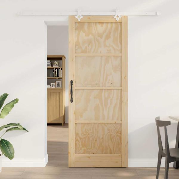 ARDEBO.de - Schiebetür mit Beschlag-Set 83x211 cm aus Kiefernholz, Innentür 'ORKDAL'83x211x4 cm aus Kiefernholz