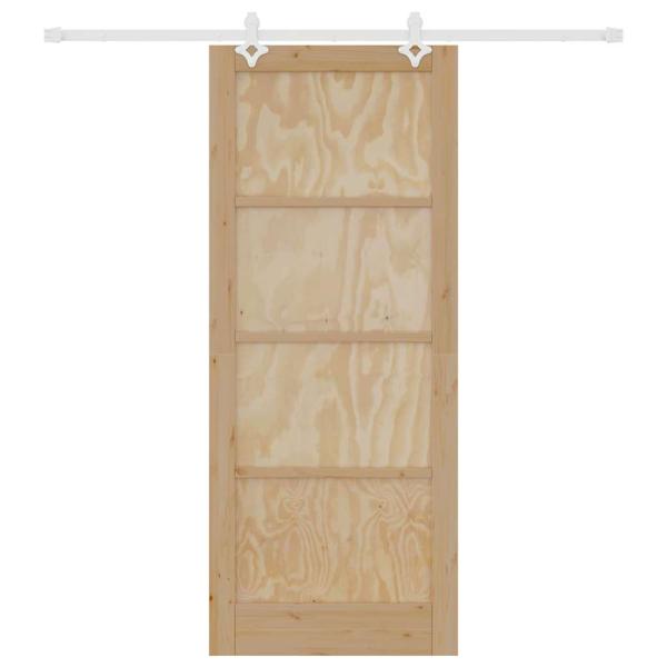 Schiebetür mit Beschlag Set 86x211 cm Massivholz Kiefer, Innentür 'ORKDAL'86x211x4 cm Massivholz Kiefer