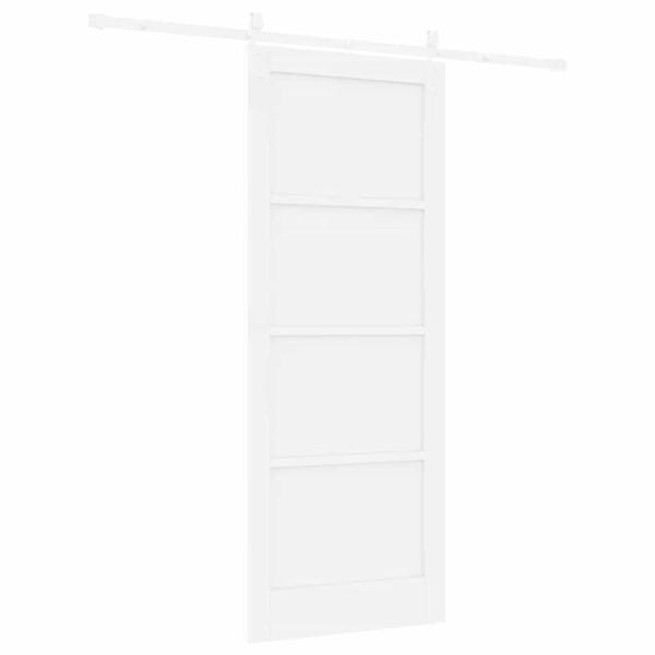 Schiebetür mit Hardware Set Weiß 83x211 cm Massivholz Kiefer, Innentür 'ORKDAL'Weiß 83x211x4 cm Massivholz Kiefer