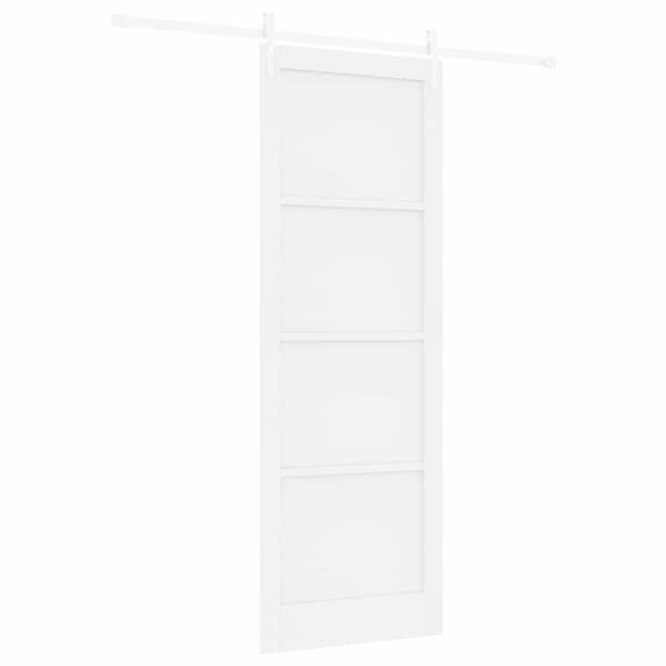 Schiebetür mit Hardware-Set Weiß 83x232 cm Massivholz Kiefer, Innentür 'ORKDAL'Weiß 83x232x4 cm Massivholz Kiefer