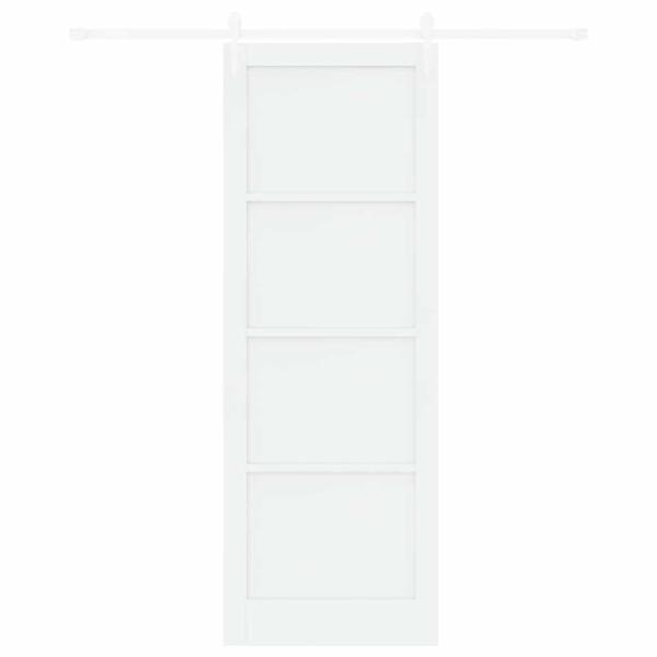 Schiebetür mit Hardware-Set Weiß 83x232 cm Massivholz Kiefer, Innentür 'ORKDAL'Weiß 83x232x4 cm Massivholz Kiefer