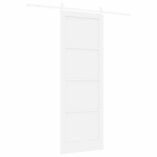 Schiebetür mit Hardware-Set Weiß 83x232 cm Massivholz Kiefer, Innentür 'ORKDAL'Weiß 83x232x4 cm Massivholz Kiefer