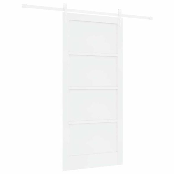 Schiebetür mit Zubehör Set Weiß 93x202 cm Massivholz Kiefer, Innentür ?ORKDAL? Weiß 93x202x4 cm Massivholz Kiefer