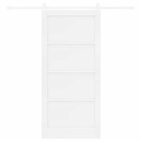 Schiebetür mit Zubehör Set Weiß 93x202 cm Massivholz Kiefer, Innentür ?ORKDAL? Weiß 93x202x4 cm Massivholz Kiefer