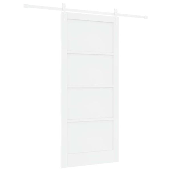Schiebetür mit Hardware-Set Weiß 93x211 cm Massivholz Kiefer, Innentür 'ORKDAL'Weiß 93x211x4 cm Massivholz Kiefer
