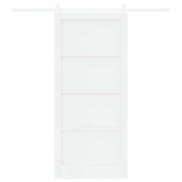 Schiebetür mit Hardware-Set Weiß 93x211 cm Massivholz Kiefer, Innentür 'ORKDAL'Weiß 93x211x4 cm Massivholz Kiefer