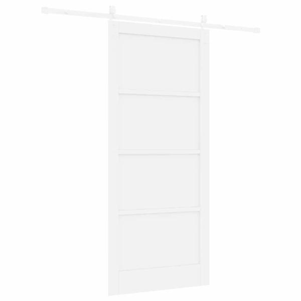 Schiebetür mit Hardware-Set Weiß 93x211 cm Massivholz Kiefer, Innentür 'ORKDAL'Weiß 93x211x4 cm Massivholz Kiefer
