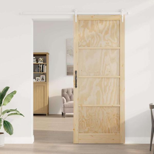 Schiebetür mit Hardware Set 93x232 cm Massivholz Kiefer, Innentür 'ORKDAL'93x232x4 cm Massivholz Kiefer