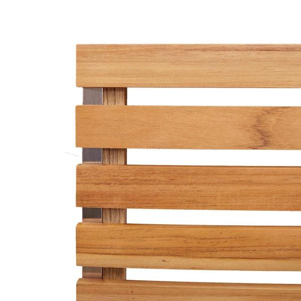 3-teiliges Garten Esszimmer Set Massivholz Teak, Outdoor Esstisch 90x90x74.5 cm Massivholz Teak, Stapelbare Gartenstühle 2 Stk Massivholz Teak und Stahl